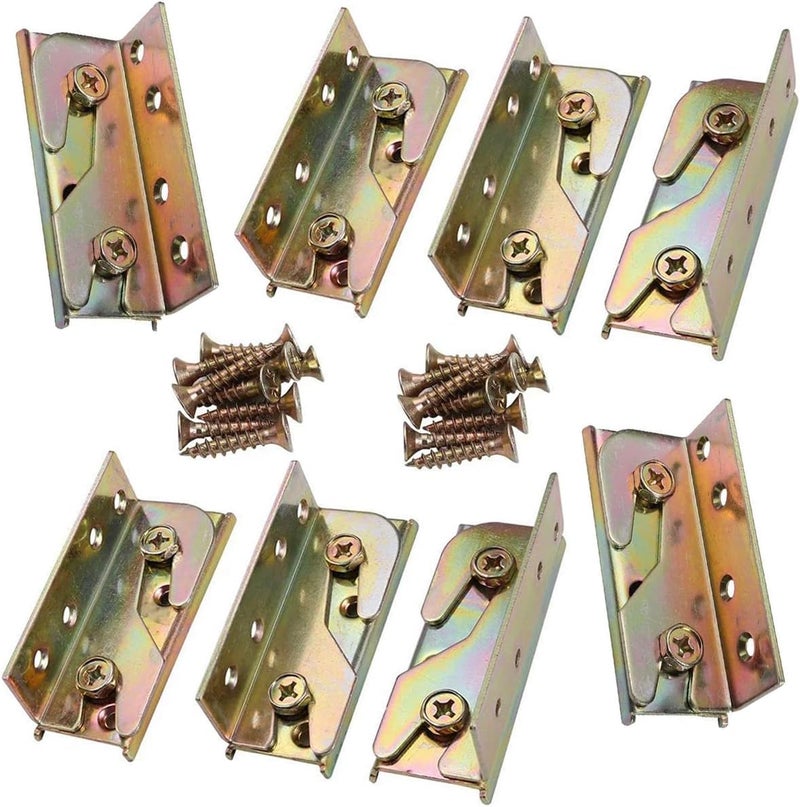 Fulycin Bed Brackets 8Pack Heavy Duty Bed Fittings Wooden Bed Frame Connectors with Screws for Headboards Footboards Hold - Image 1